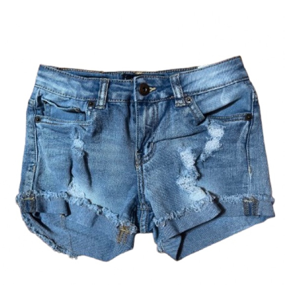 Lucky Brand Riley Short Denim Blue Girls Distressed Shorts Size 8